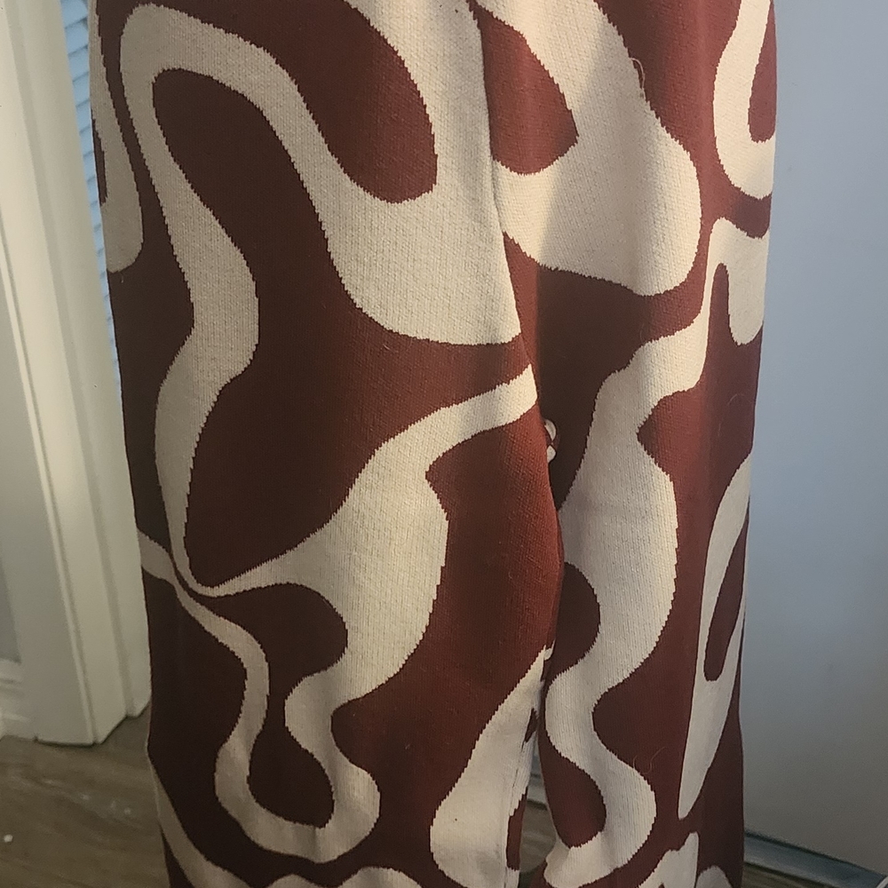 Cider Maroon and Cream Patterned Pants